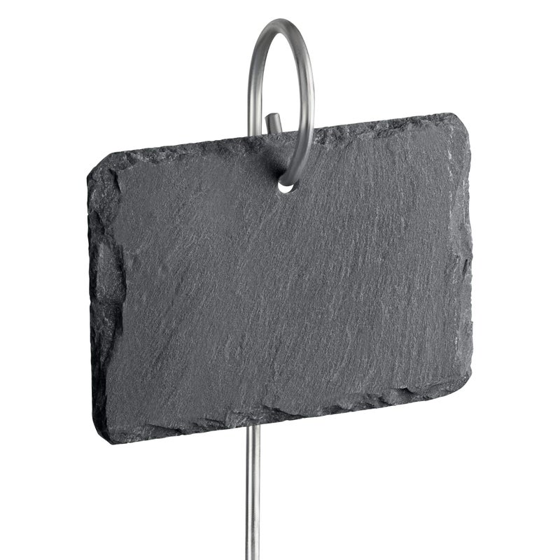 GardenMate 10-Pack Natural Style Slate Plant Labels (4"x 2 3/4") Hanging from a Stainless Steel Metal Rod (22") - Image 1